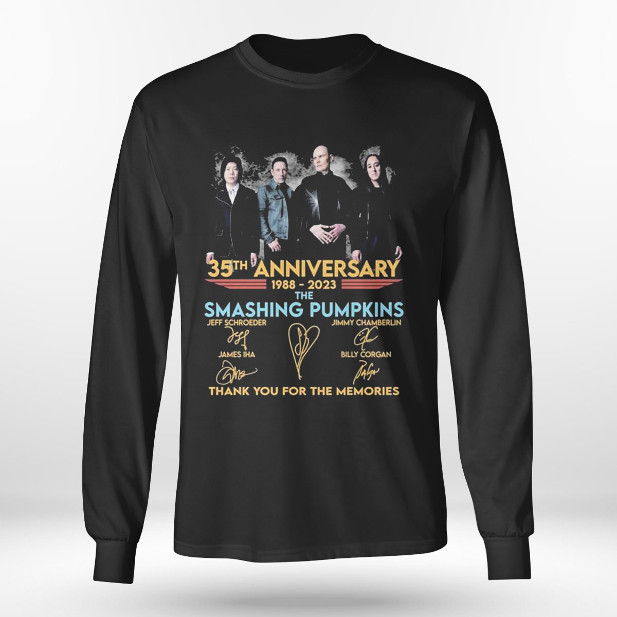 35th Anniversary 1988 2023 The Smashing Pumpkins Thank You For The Memories Signatures T-shirt
