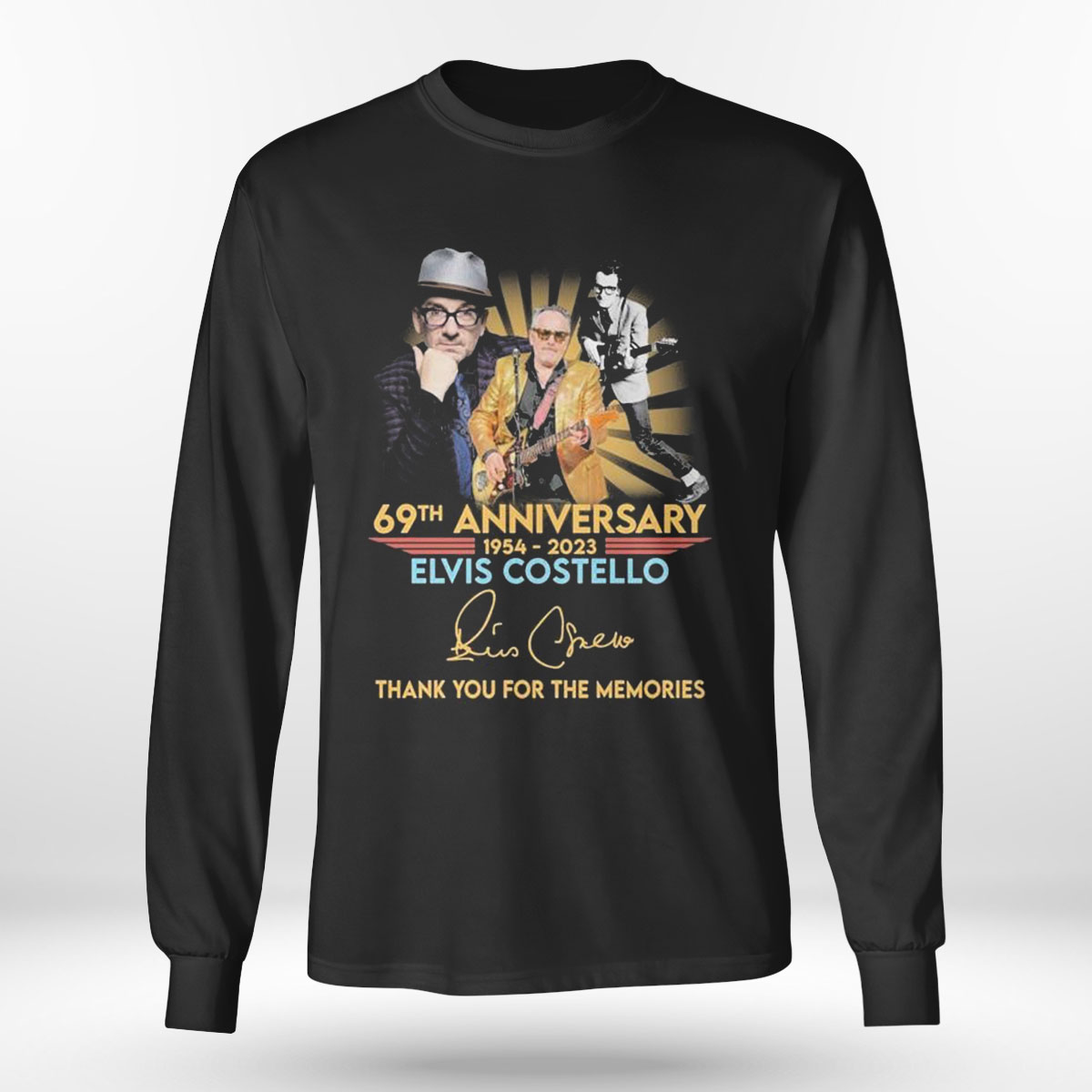 69th Anniversary 1954 2023 Elvis Costello Thank You For The Memories Signatures T-shirt