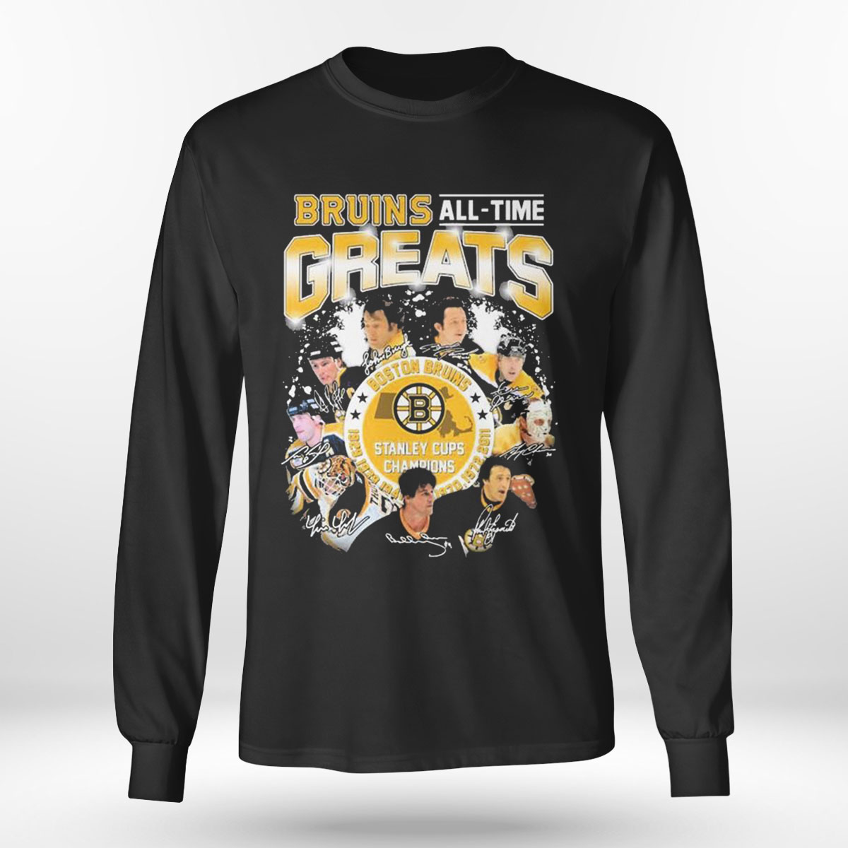 Boston Bruins All Time Greats Stanley Cups Champions Signatures T-shirt