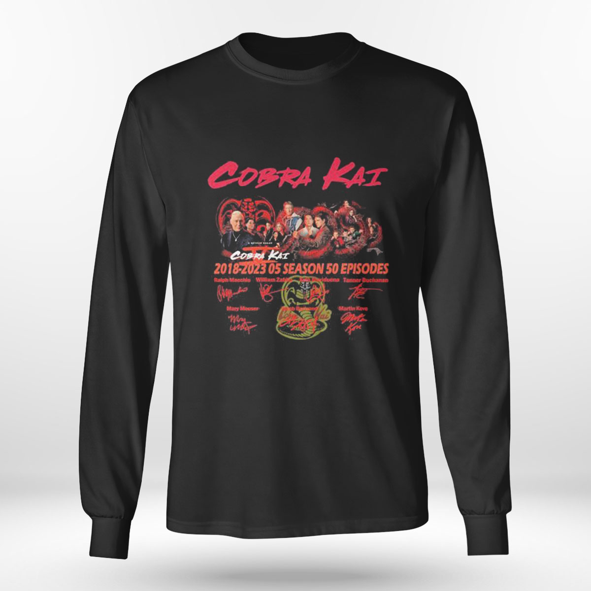 Cobra Kai 2018 2023 05 Season 50 Episodes Mary Mouser Martin Kove Signature T-shirt Cobra Kai 2018 2023 05 Season 50 Episodes Mary Mouser Martin Kove Signature T-shirt