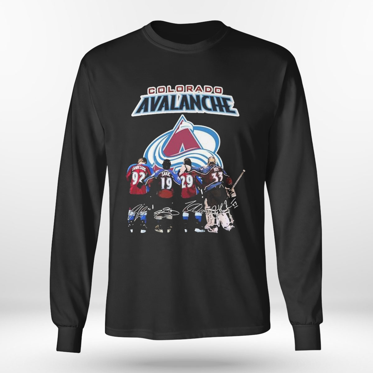 Colorado Avalanche Gabriel Landeskog Joe Sakic Nathan Mackinnon Patrick Roy Signatures T-shirt