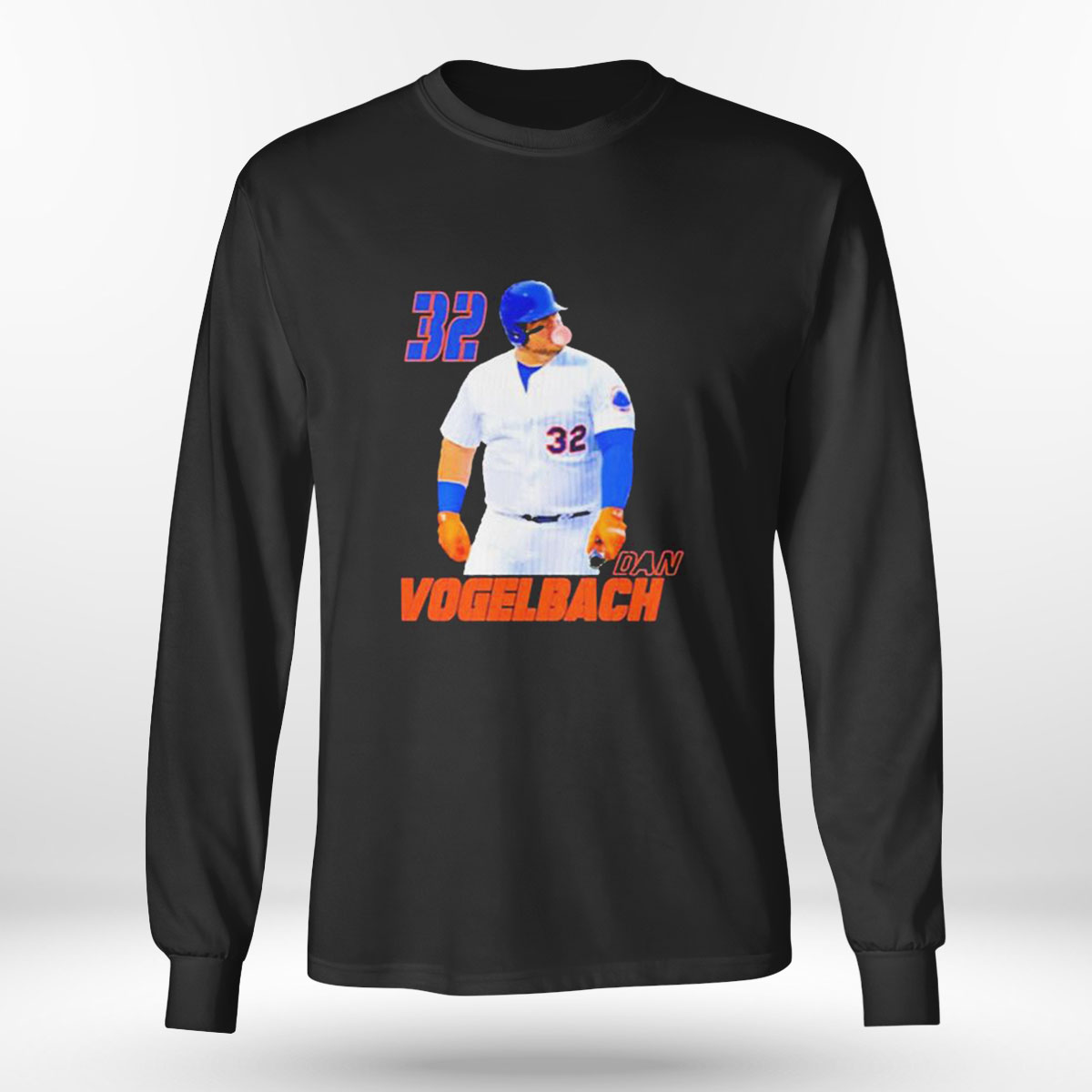 Daniel Vogelbach 32 New York Mets Blowing Gum T-shirt Daniel Vogelbach 32 New York Mets Blowing Gum T-shirt