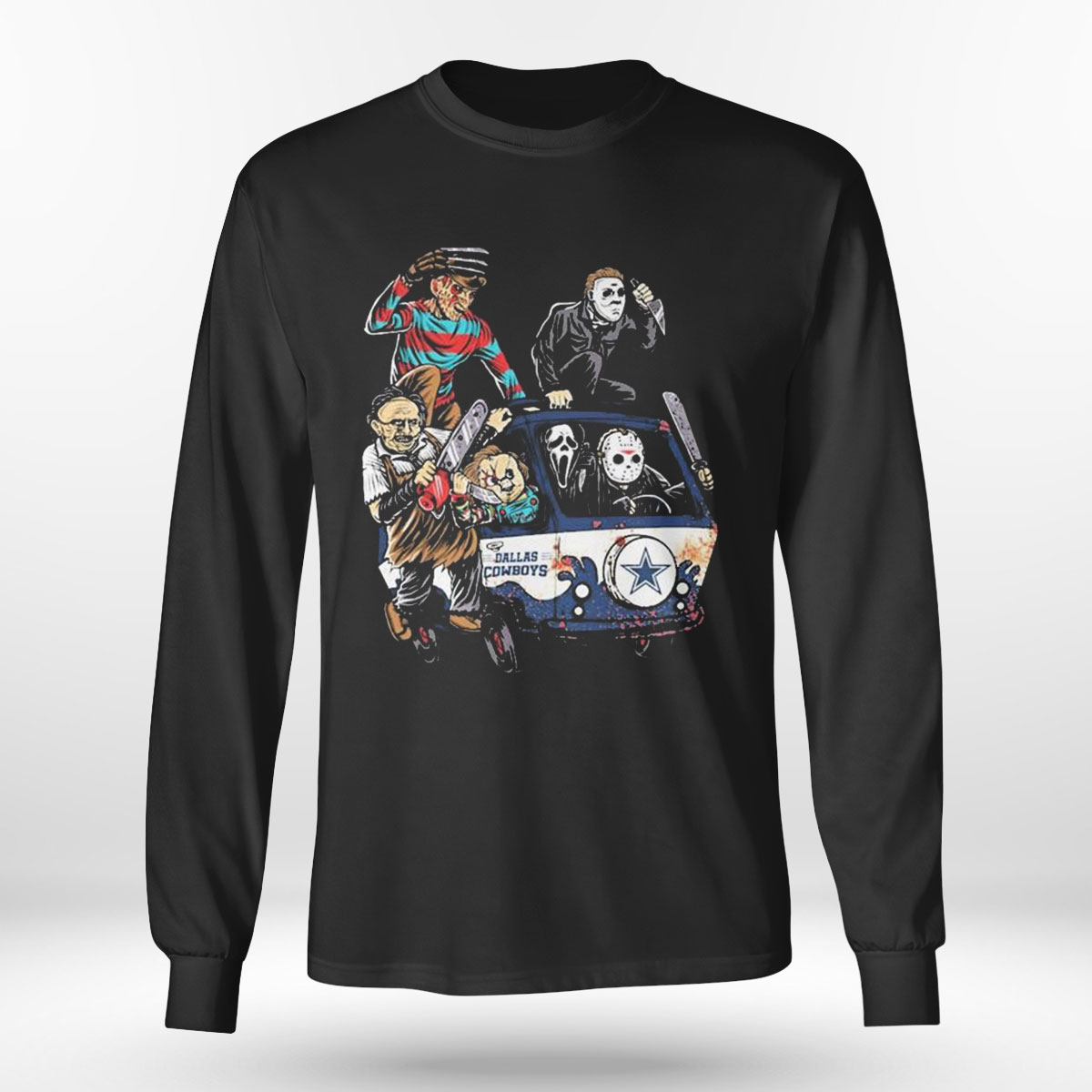 Halloween Horror Characters Driving Car Dallas Cowboys T-shirt