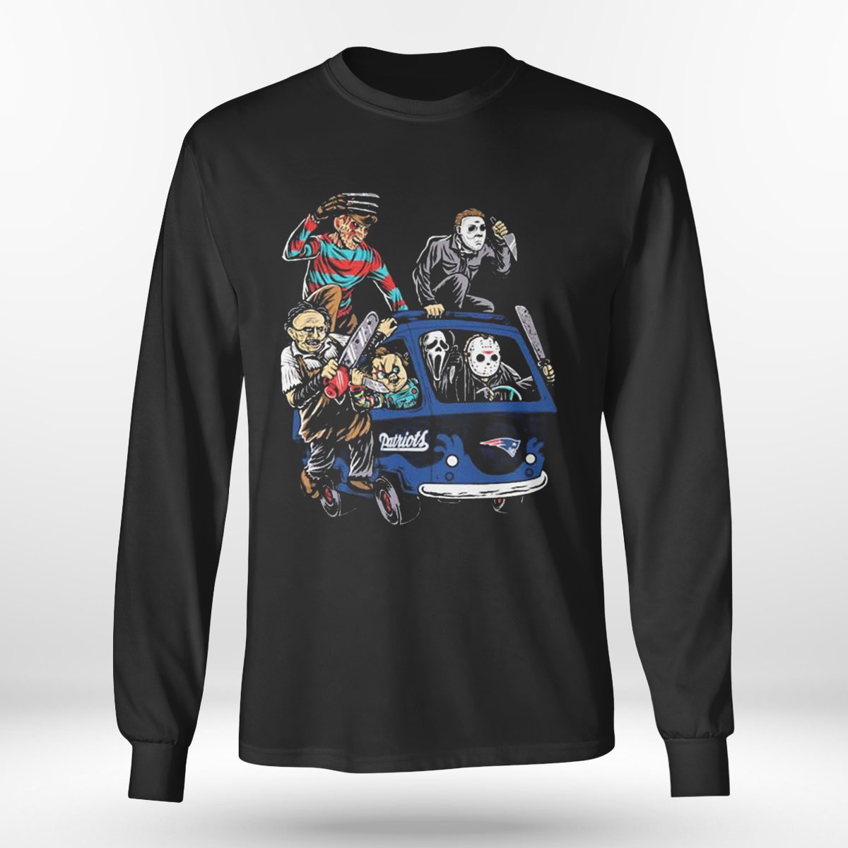 Halloween Horror Characters Driving Car New England Patriots T-shirt