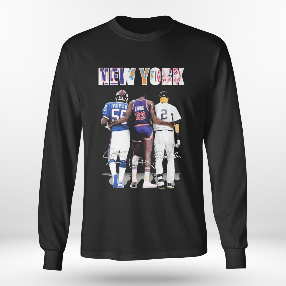 Lawrence Taylor Patrick Ewing And Derek Jeter New York Sports Team 2023 Signatures T-shirt