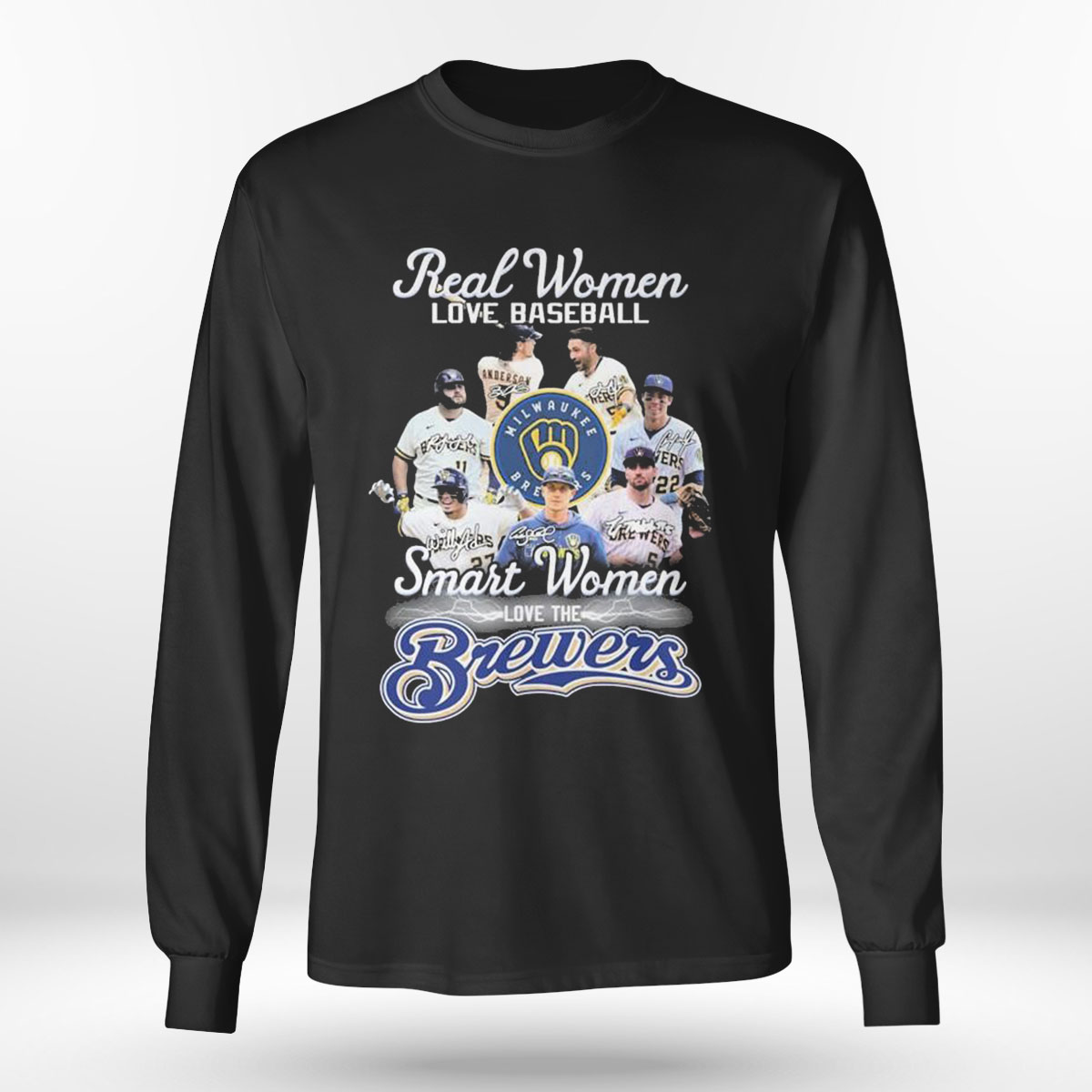 Milwaukee Brewers Real Women Love Baseball Smart Women Love 2023 Signatures T-shirt