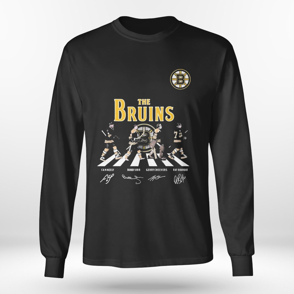 The Bruins Abbey Road Cam Neely Bobby Orr Gerry Cheevers Ray Bourque Signatures T-shirt