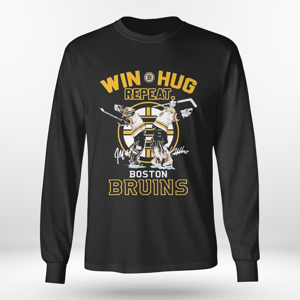 Win Hug Repeat Jeremy Swayman And Linus Ullmark Boston Bruins 2022 2023 Signatures T-shirt
