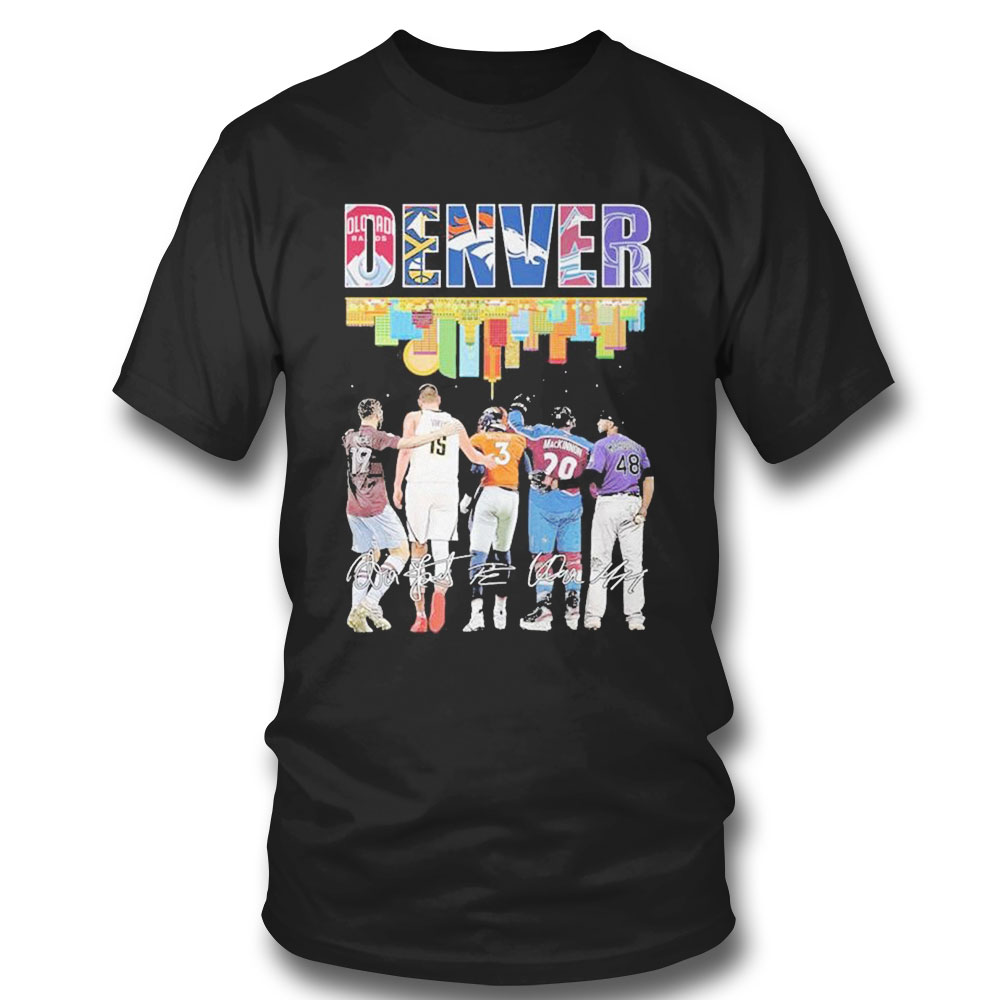 Denver Retro Skyline Sports Team Players Signatures Shirt