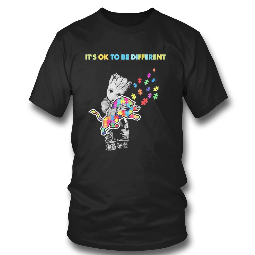 Detroit Lions Groot Hug Autism Its Ok To Be Different Shirt