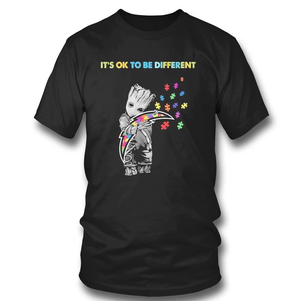 Los Angeles Chargers Groot Hug Autism Its Ok To Be Different Shirt Los Angeles Chargers Groot Hug Autism Its Ok To Be Different Shirt