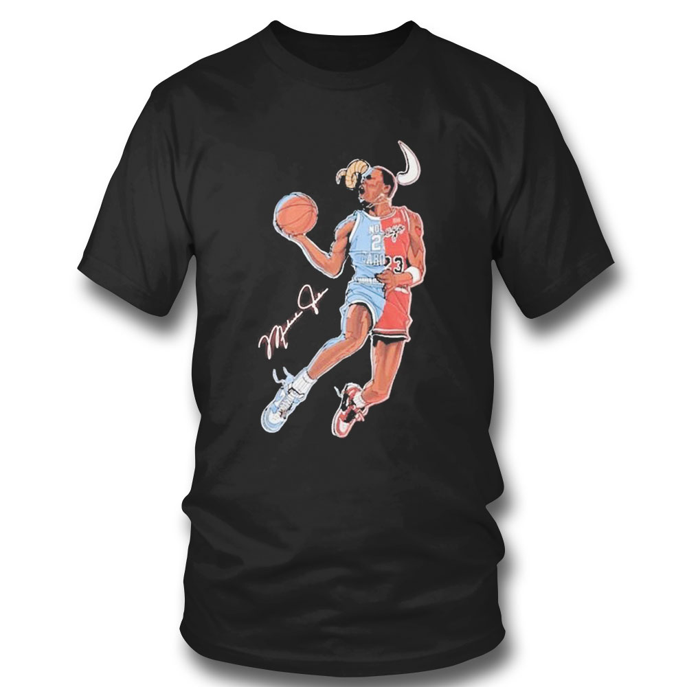 Michael Jordan North Carolina Tar Heels And Chicago Bulls Dunk Signature T-shirt