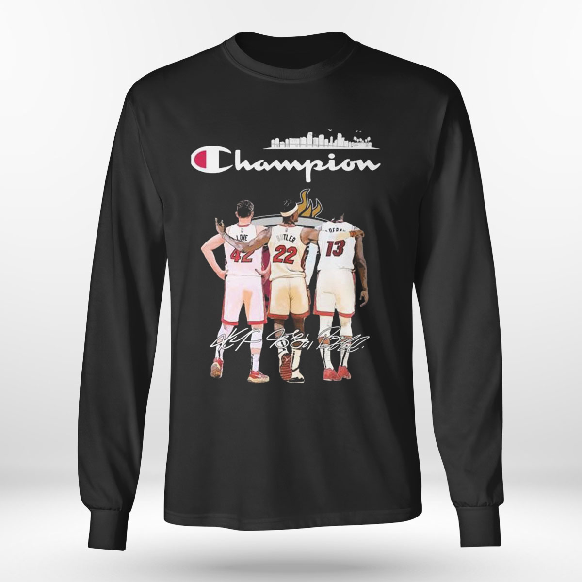 Champion Kevin Love Jimmy Butler And Bam Adebayo Miami Heat T-Shirt Champion Kevin Love Jimmy Butler And Bam Adebayo Miami Heat T-Shirt