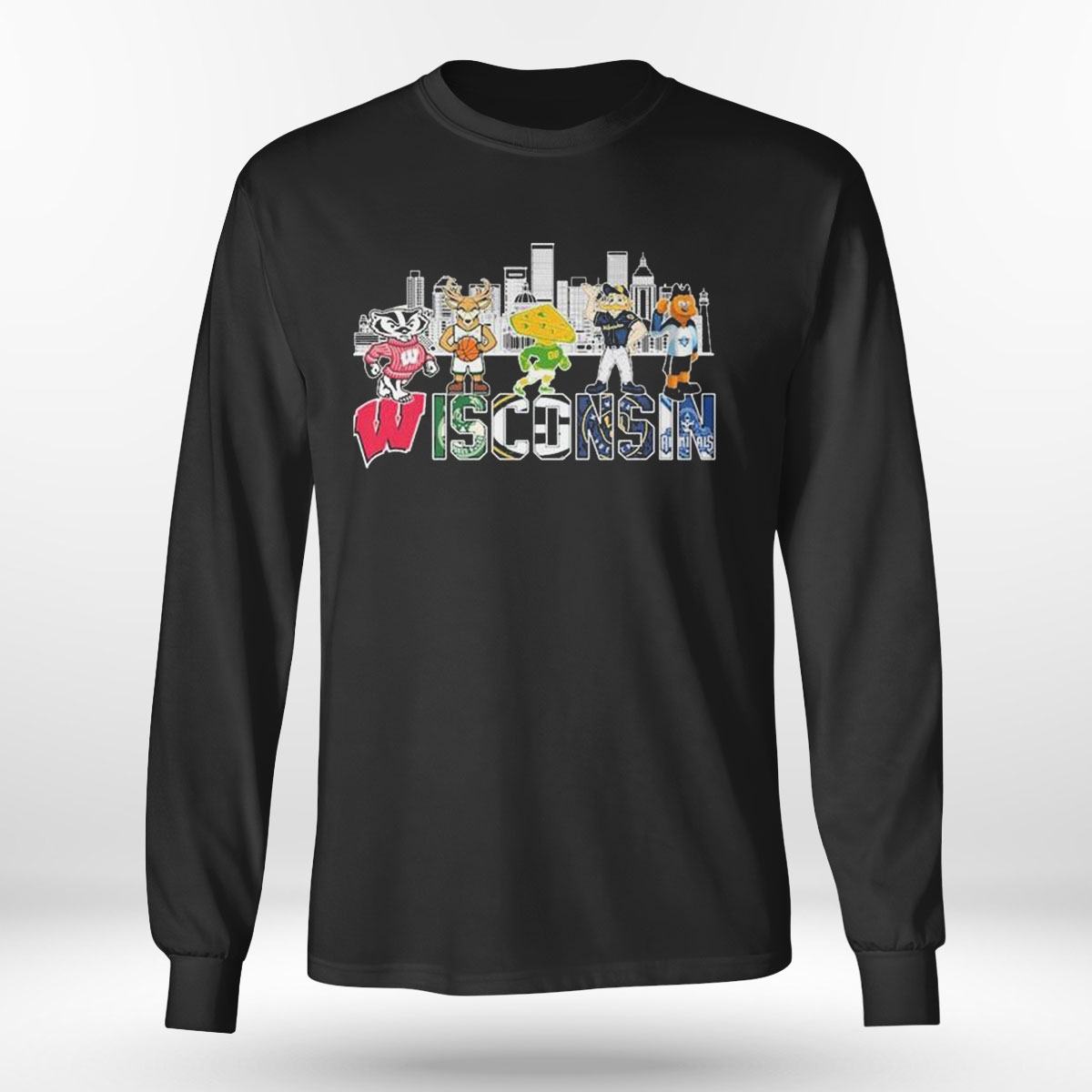 Wisconsin Skyline Mascots Sports Teams T-Shirt Wisconsin Skyline Mascots Sports Teams T-Shirt