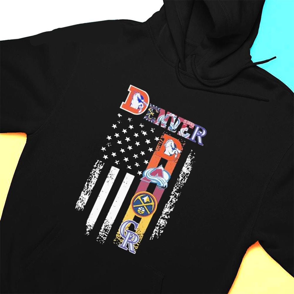 Denver Sport Teams Logo American Flag T-shirt