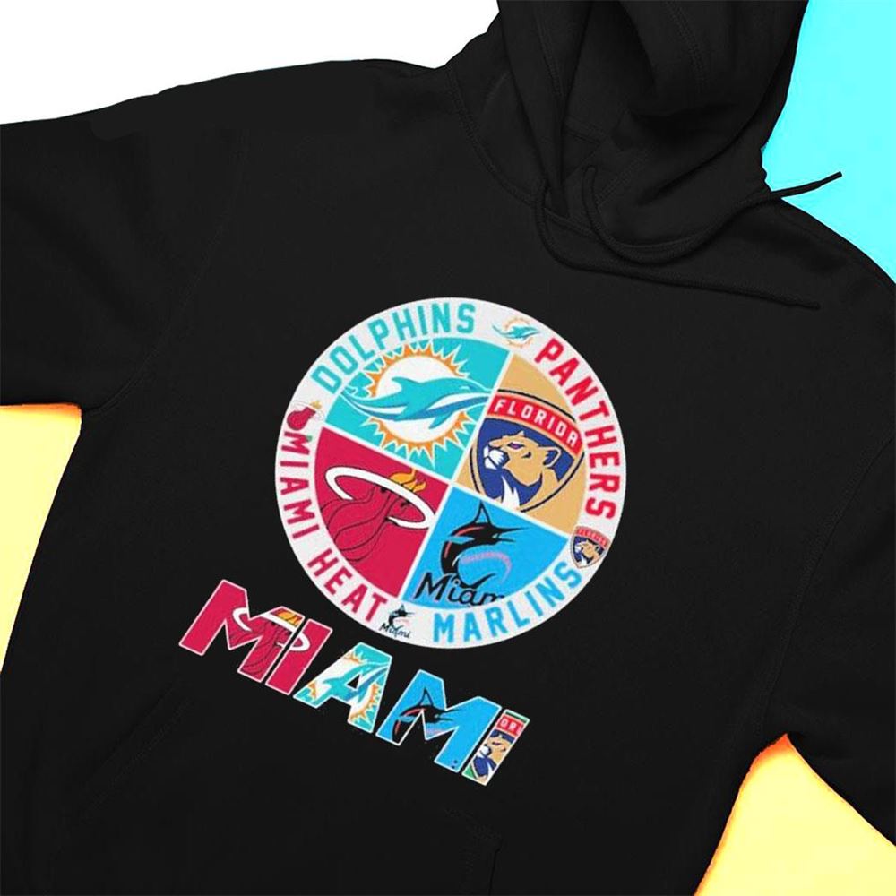 Miami Sports Team Shirt Dolphins Panthers Miami Heat And Marlins Shirt