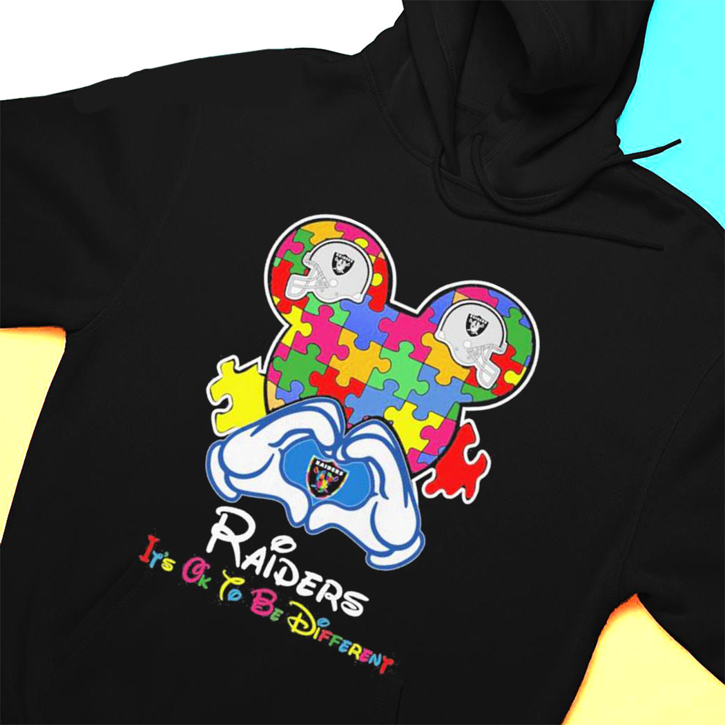 Mickey Mouse Love Las Vegas Raiders Autism Its Ok To Be Different T-shirt