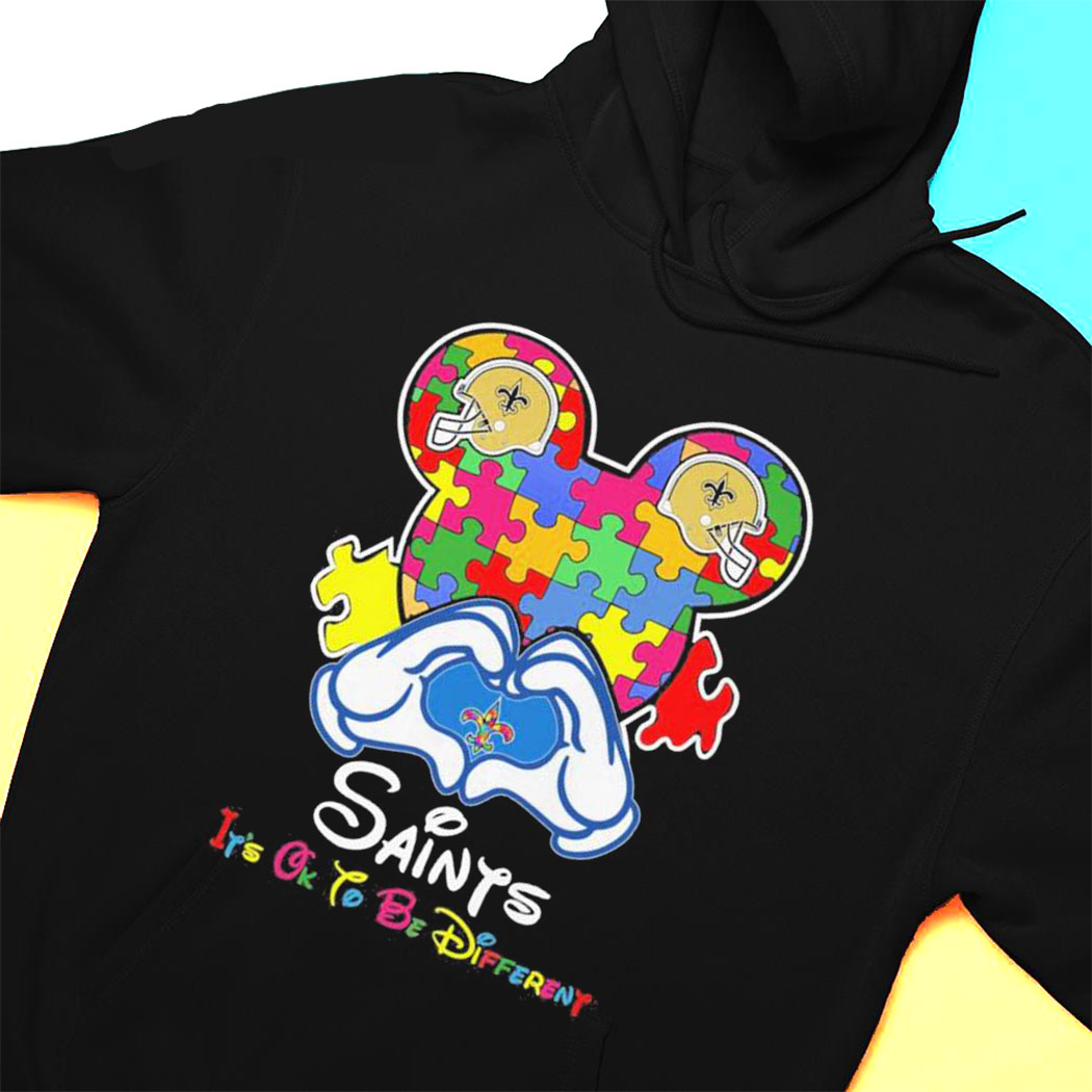 Mickey Mouse Love New Orleans Saints Autism Its Ok To Be Different T-shirt
