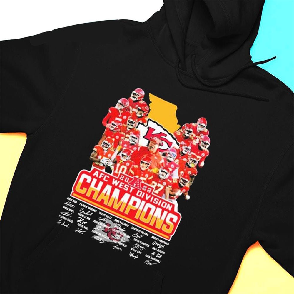 State Kansas City Chiefs 2022 Afc West Division Champions Signatures T-shirt