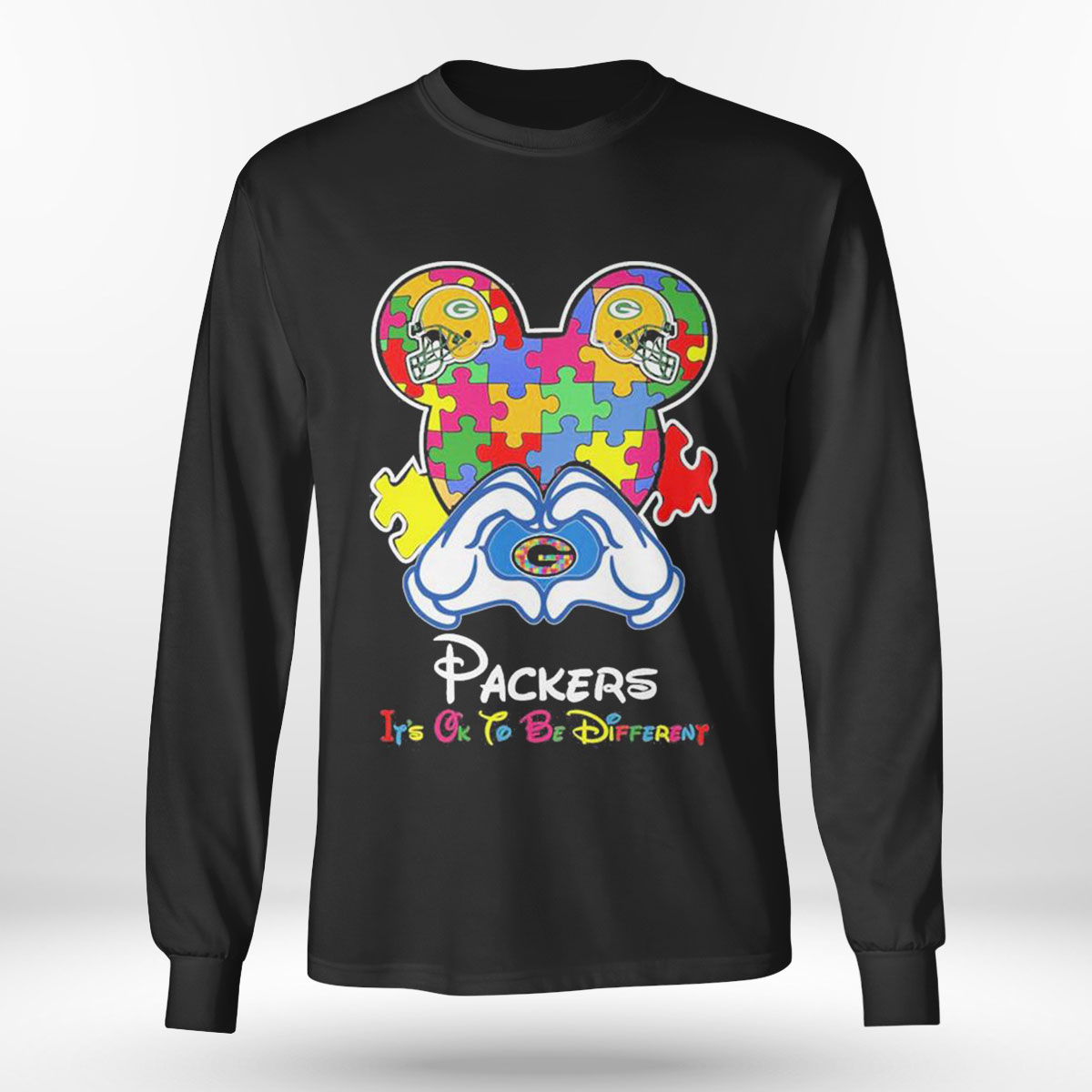 Mickey Mouse Love Green Bay Packers Autism Its Ok To Be Different T-shirt Mickey Mouse Love Green Bay Packers Autism Its Ok To Be Different T-shirt