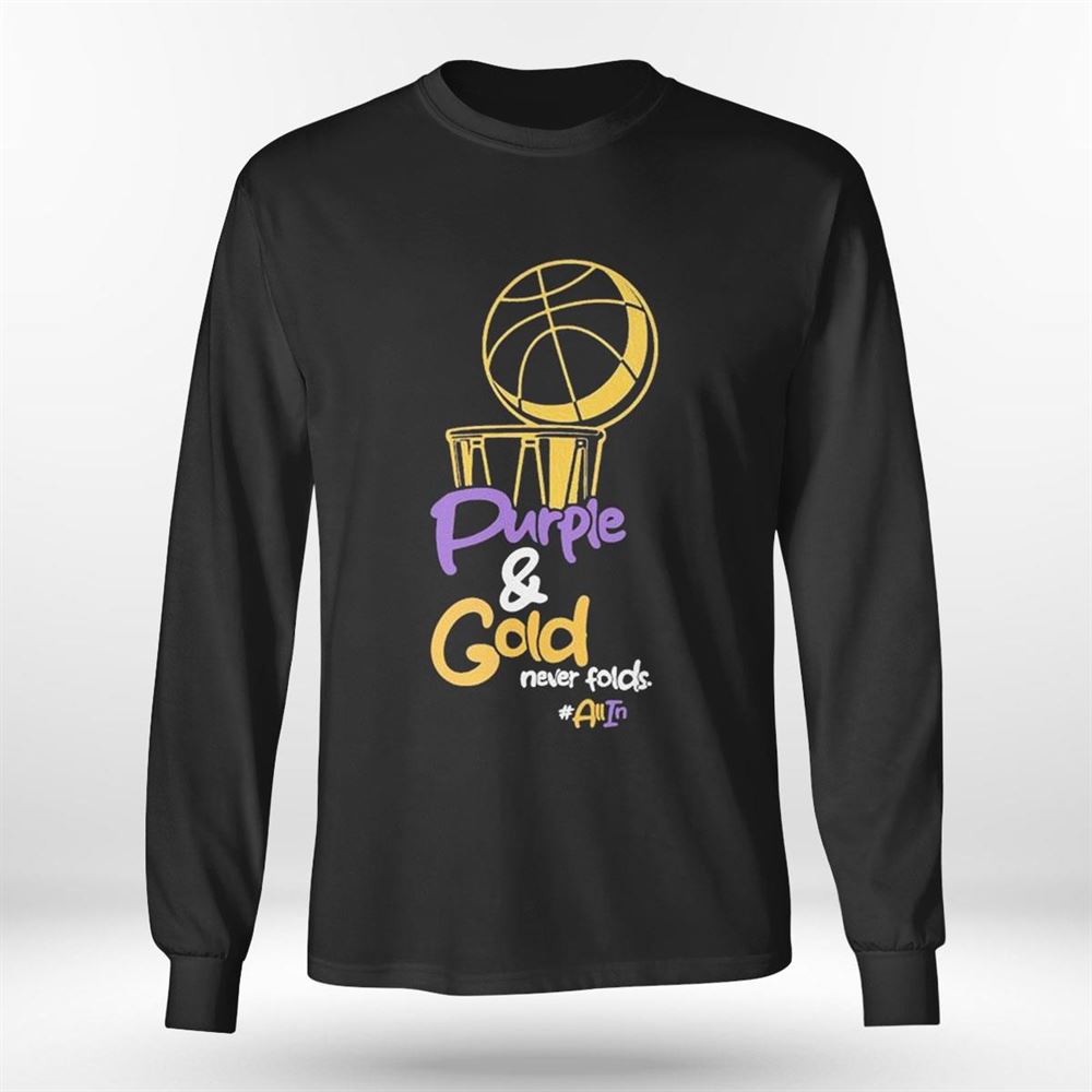 Purple Gold Never Folds La Lakers 2023 Nba Playoff T-shirt Purple Gold Never Folds La Lakers 2023 Nba Playoff T-shirt