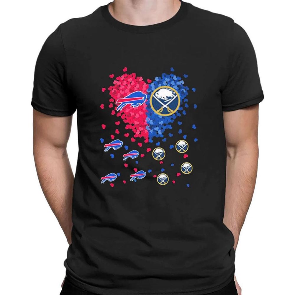 Hearts Love Buffalo Bills And Buffalo Sabres T-shirt