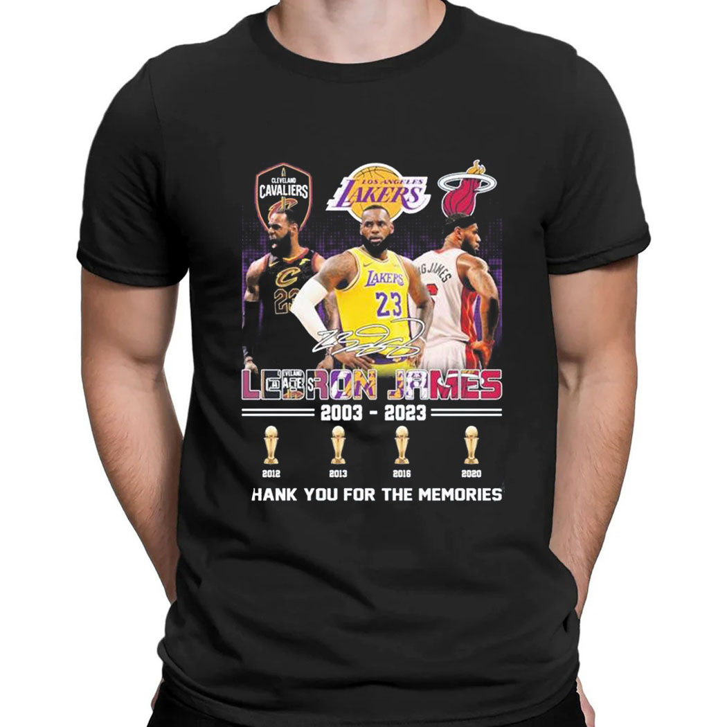 Lebron James Thank You For The Memories Signatures 2003 2023 T-shirt