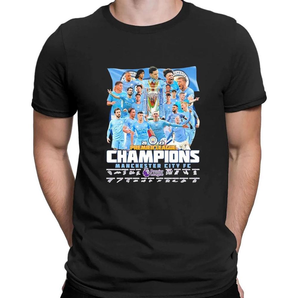 Manchester City 2023 Premier League Champions Signatures T-shirt