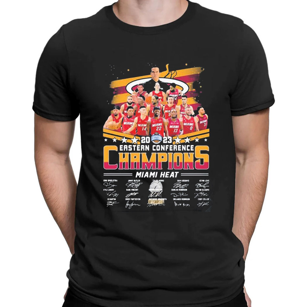 Miami Heat Team 2023 Eastern Conference Champions Signatures T-shirt