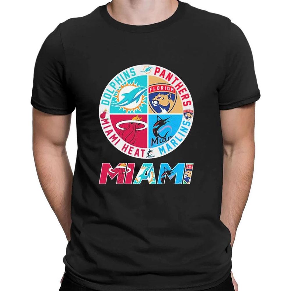 Miami Sports Team Shirt Dolphins Panthers Miami Heat And Marlins Shirt