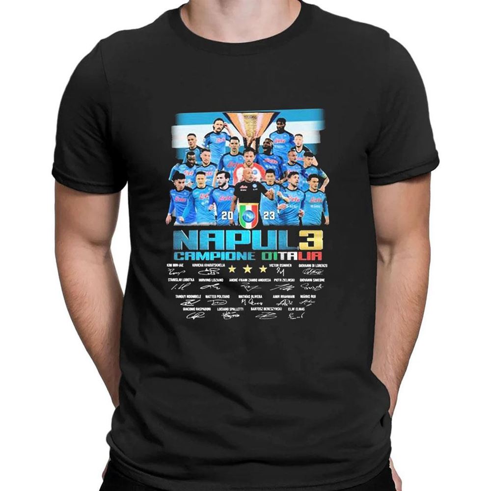 Napoli 3 Campione Ditalia Signatures 2023 T-shirt