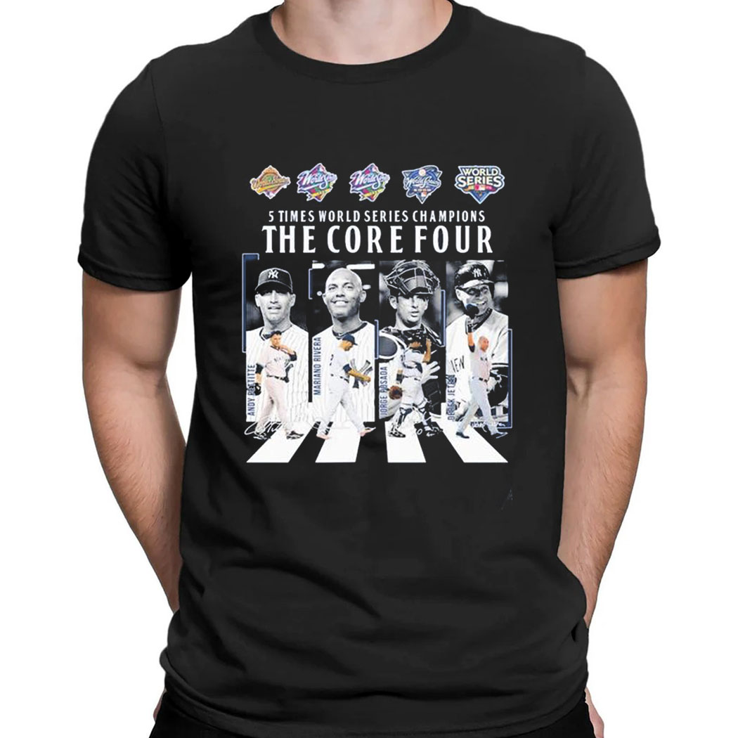 New York Yankees The Core Four Abbey Road 5 Times World Series Champions Signatures T-shirt