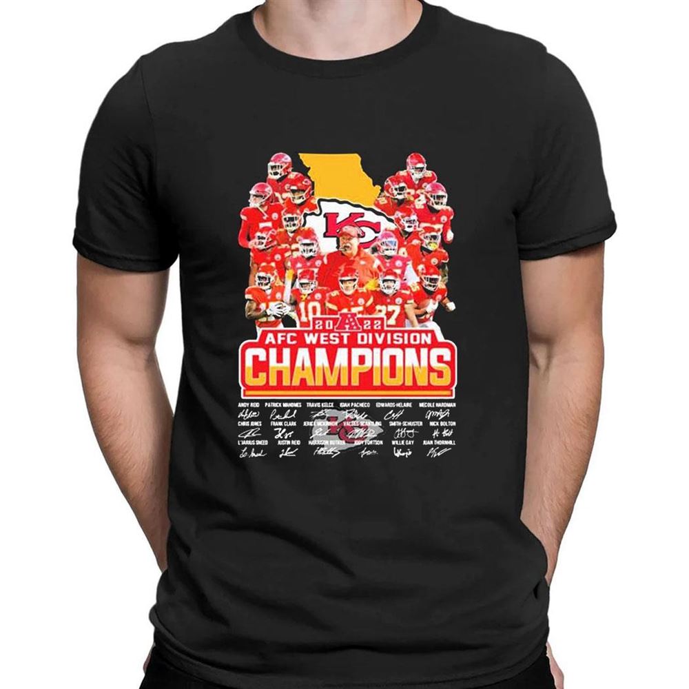 State Kansas City Chiefs 2022 Afc West Division Champions Signatures T-shirt