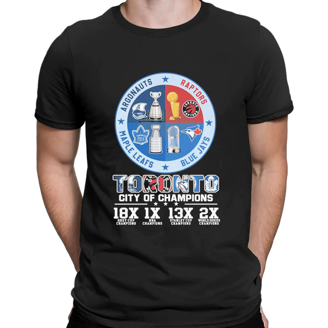 Toronto City Of Champions Shirt Maple Leafs Raptors Blue Jays And Argonauts T-shirt