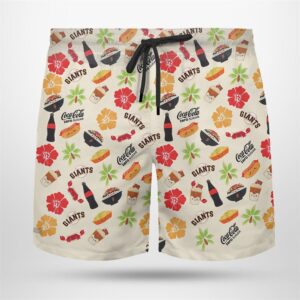 Beach Shorts San Francisco Giants Coca Cola Aloha Foodie Hawaiian Shirt