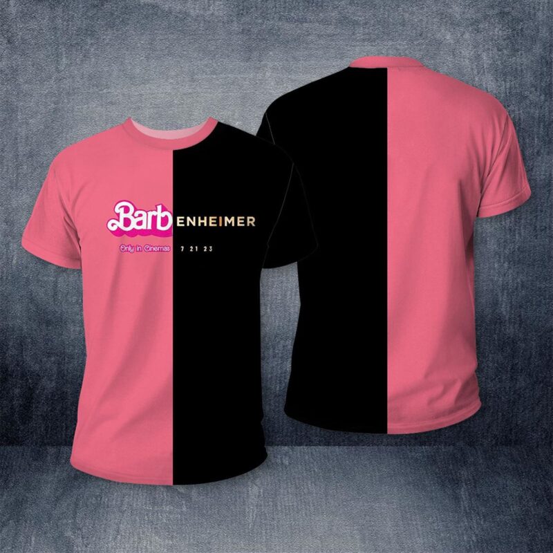 aop shirt dual themed barbie oppenheimer unisex t shirt