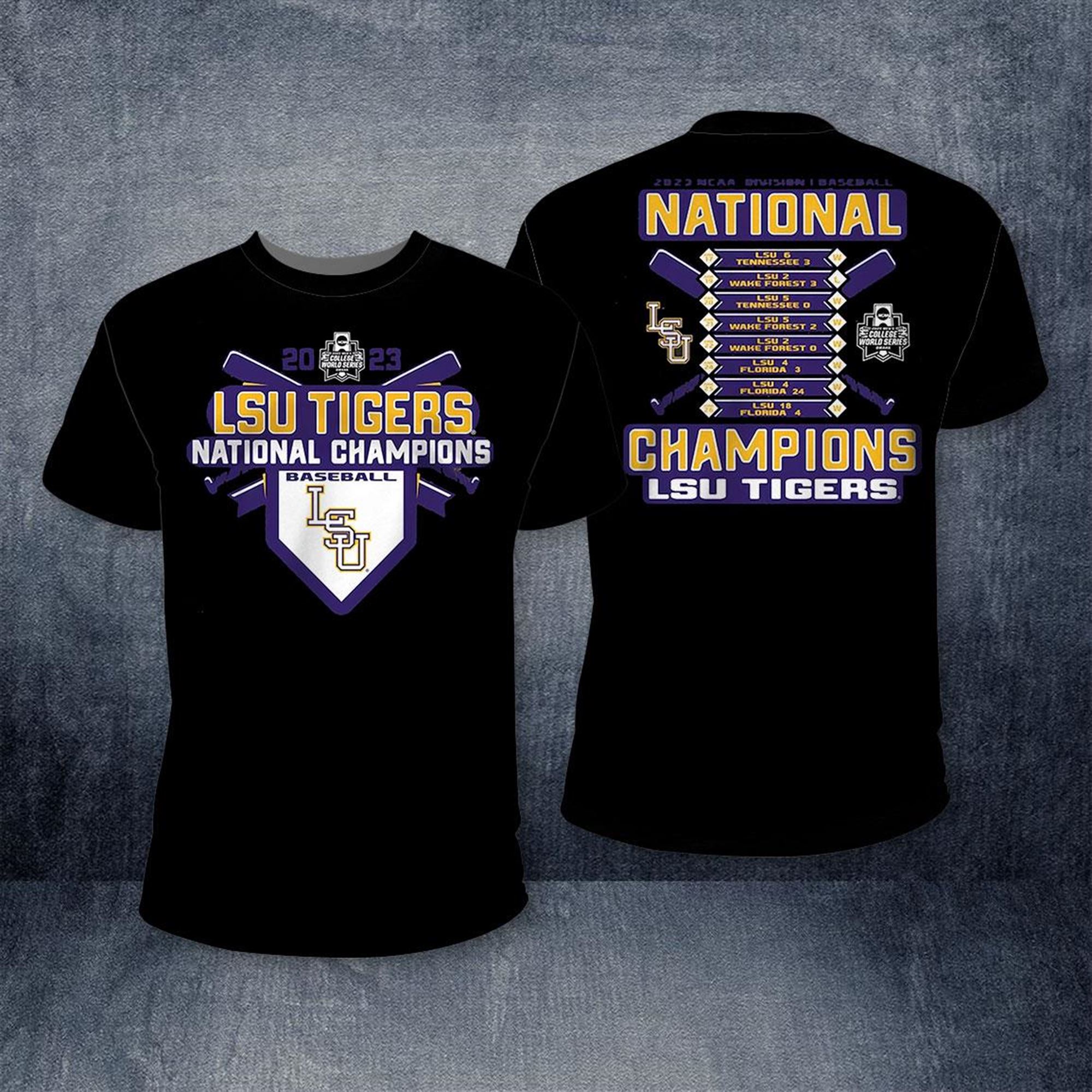 Lsu Tigers 2023 Ncaa Baseball College World Series Champions Schedule T-shirt Lsu Tigers 2023 Ncaa Baseball College World Series Champions Schedule T-shirt