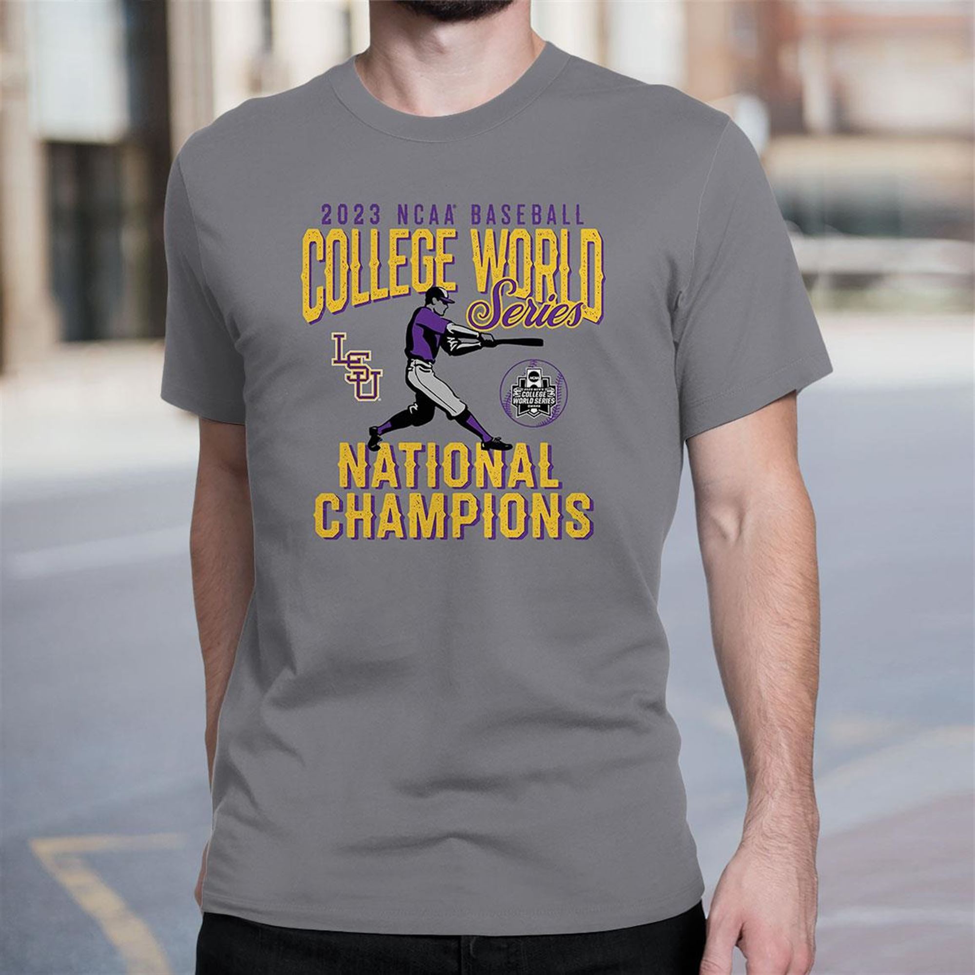 Lsu Tigers Fanatics Branded 2023 Ncaa Baseball College World Series Champions Retro Shirt