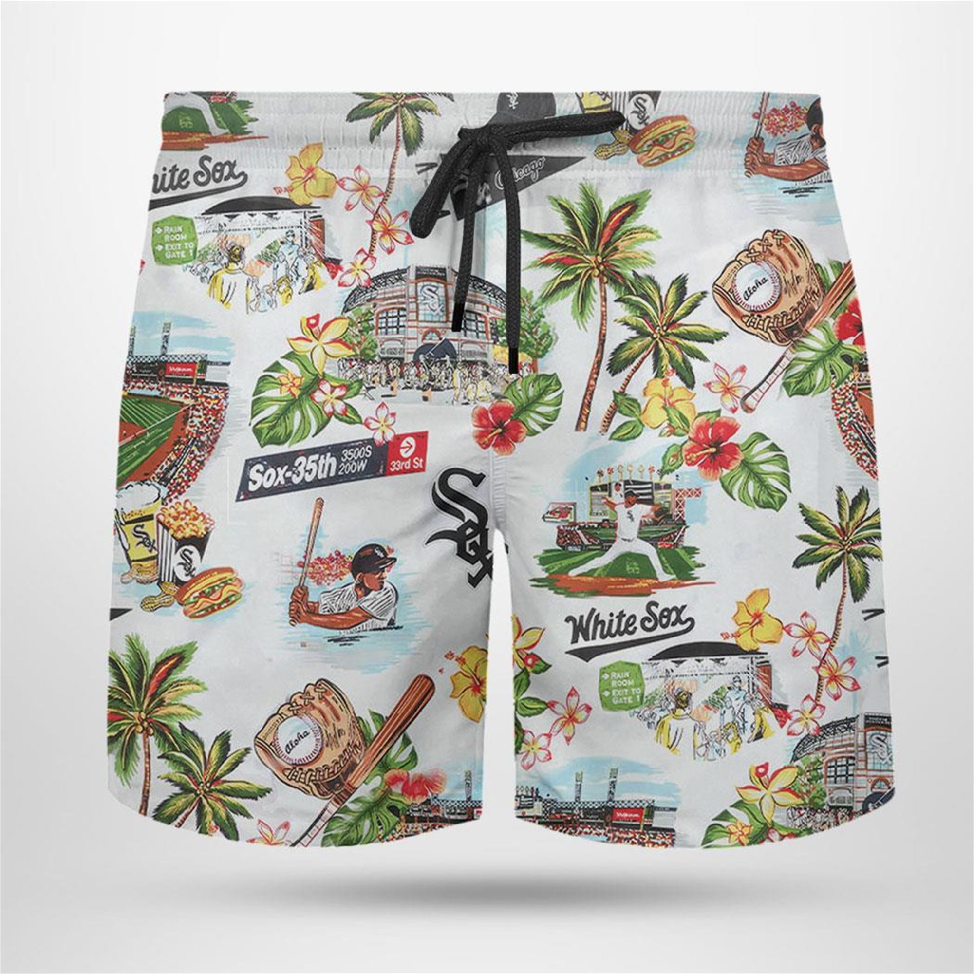 Chicago White Sox Scenic Hawaiian Shirt Beach Shorts