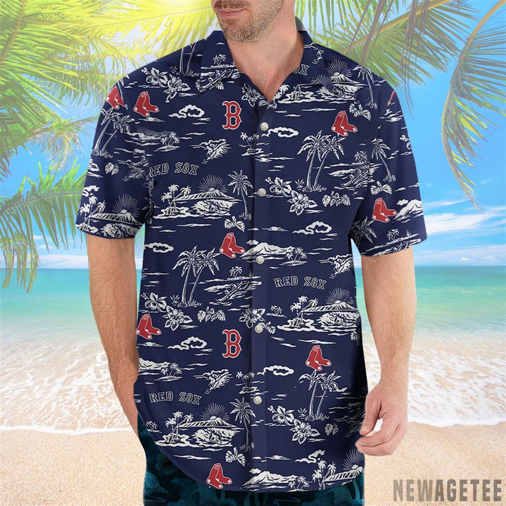 Boston Red Sox Palm Tree Hawaiian Aloha Shirt