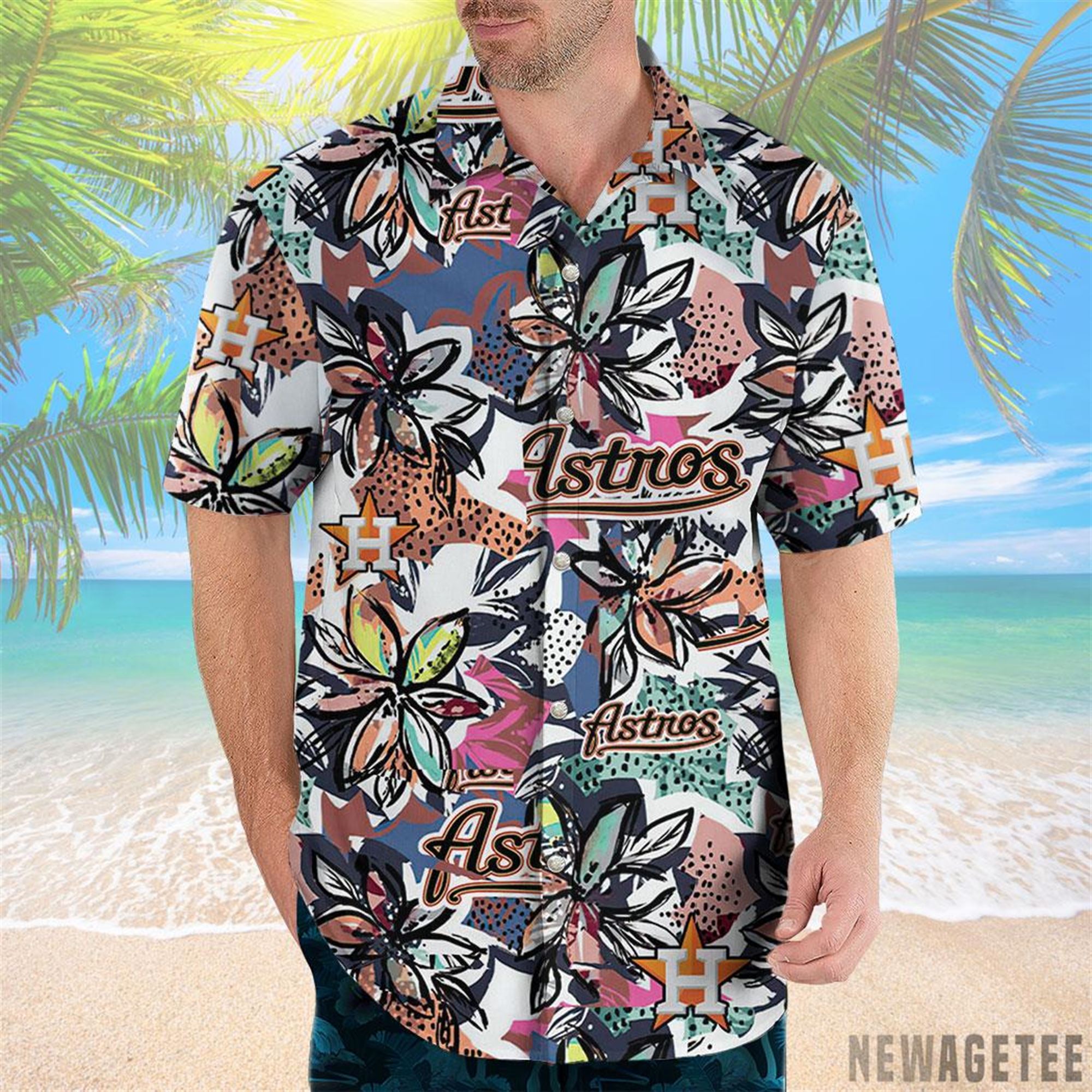 Houston Astros Floral Vintage Hawaiian Shirt Beach Shorts