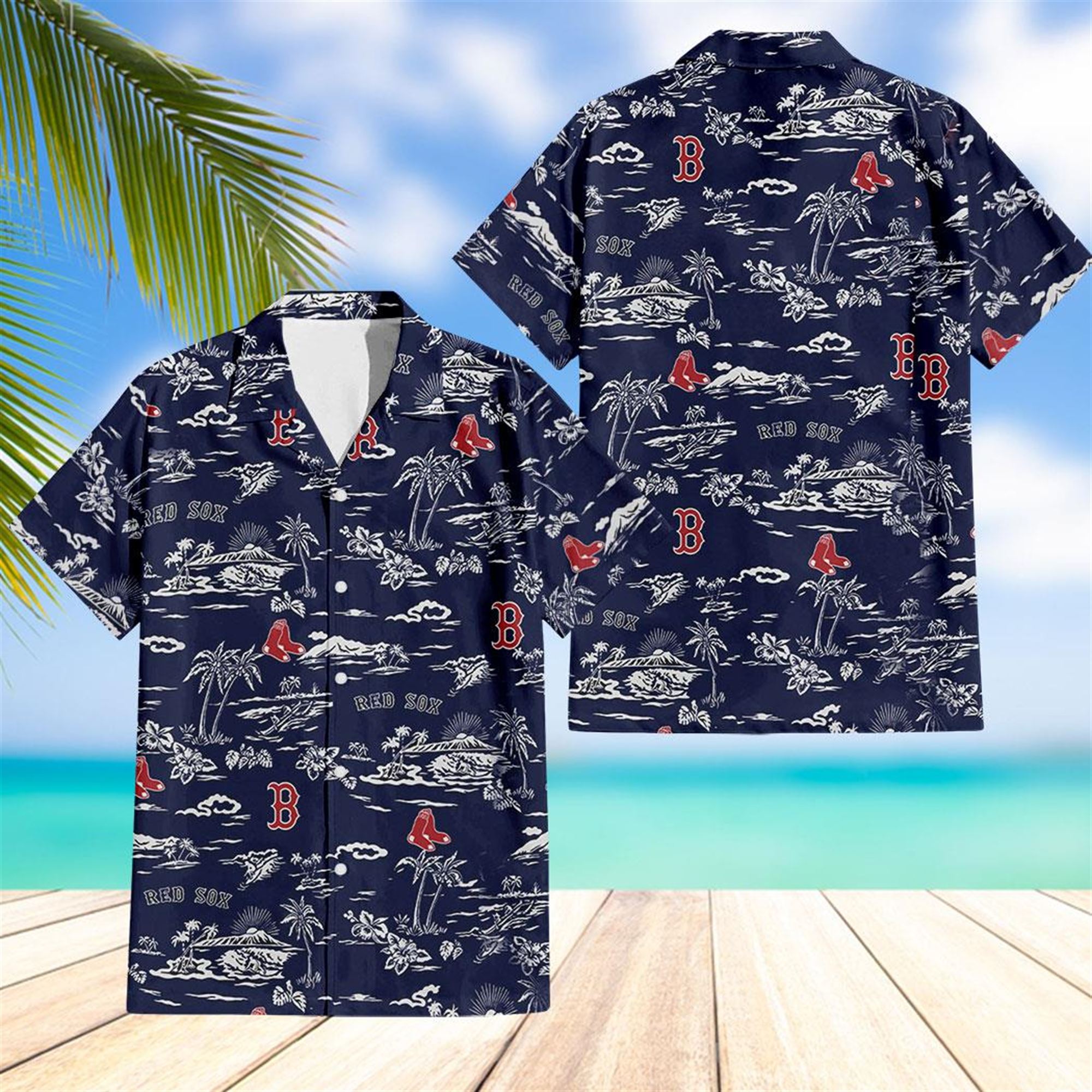 Boston Red Sox Palm Tree Hawaiian Aloha Shirt Boston Red Sox Palm Tree Hawaiian Aloha Shirt