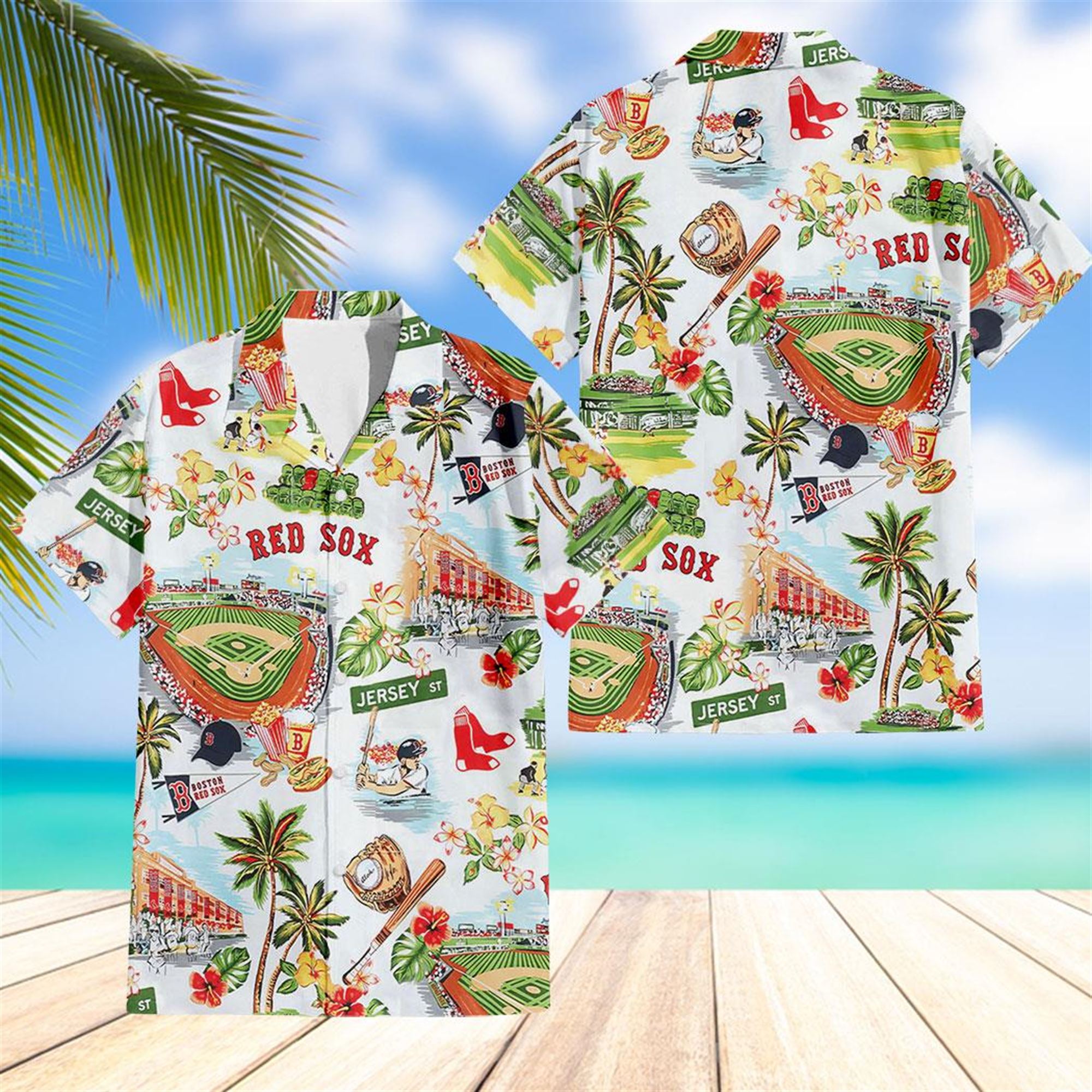 Boston Red Sox Scenic Hawaiian Shirt Beach Shorts Boston Red Sox Scenic Hawaiian Shirt Beach Shorts