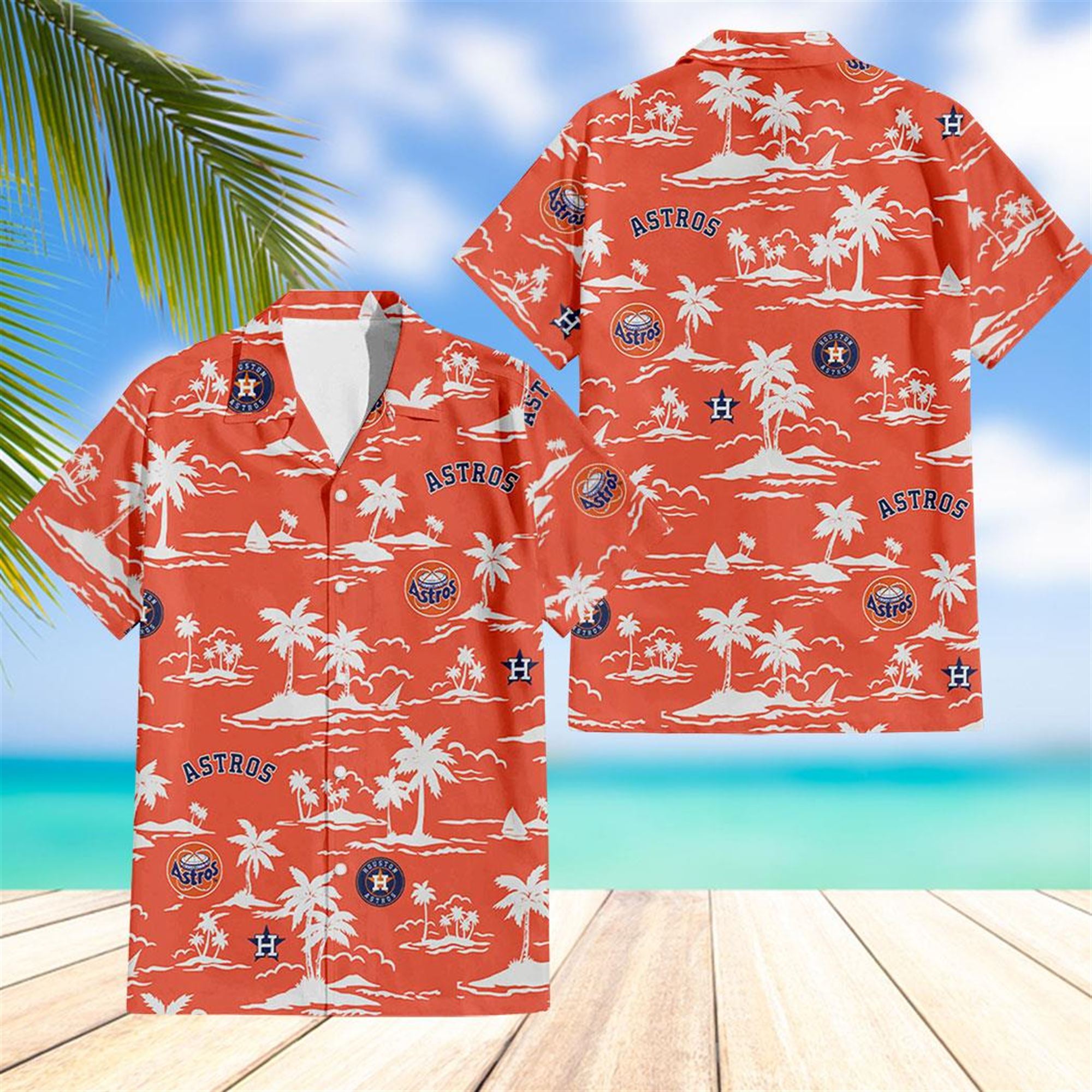 Houston Astros Palm Tree Hawaiian Shirt Beach Shorts Houston Astros Palm Tree Hawaiian Shirt Beach Shorts