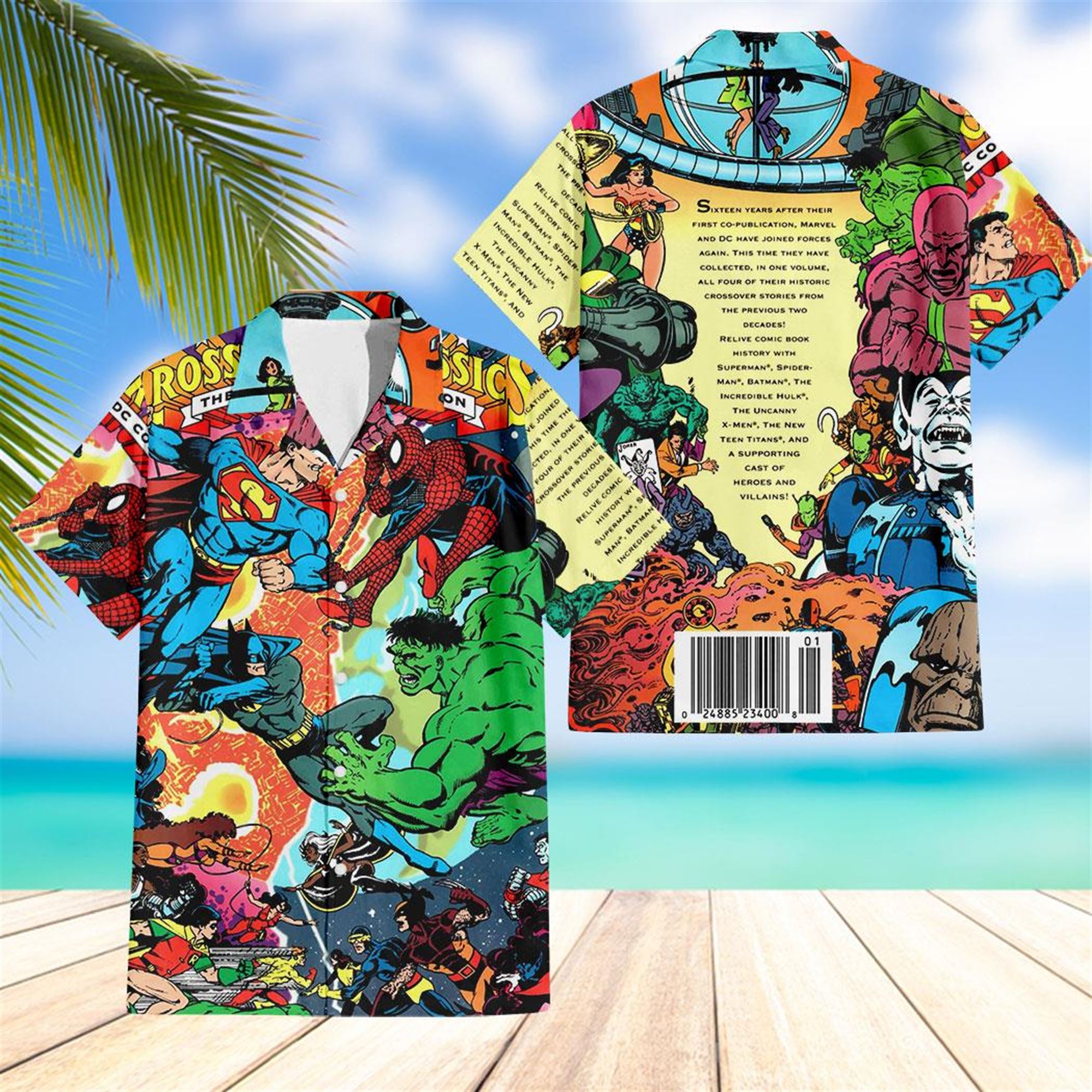 Marvel Dc Crossover Classics Tpb Cover By George Perez Hawaiian Shirt Marvel Dc Crossover Classics Tpb Cover By George Perez Hawaiian Shirt