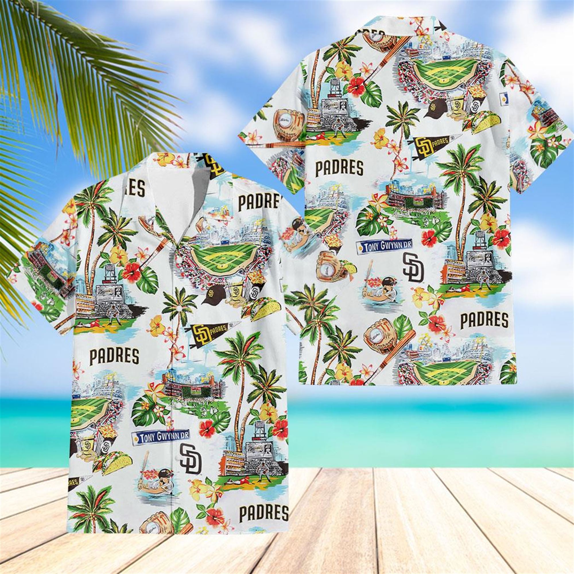 Padres Scenic Mlb Hawaiian Shirt Beach Shorts