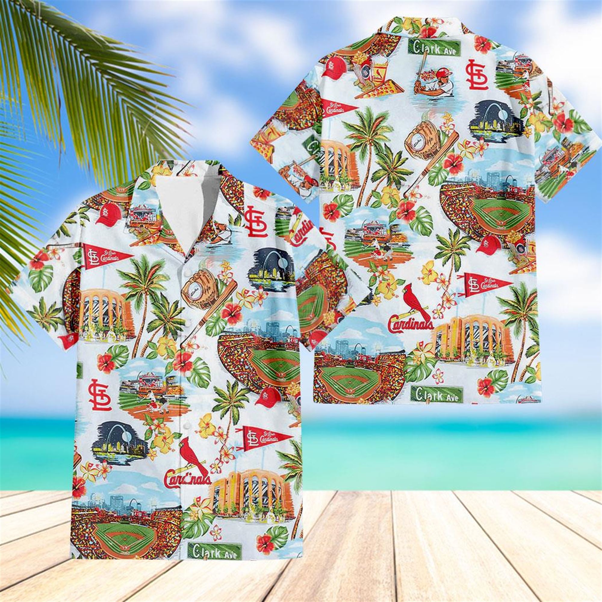 St Louis Cardinals Scenic Hawaiian Shirt Beach Shorts St Louis Cardinals Scenic Hawaiian Shirt Beach Shorts