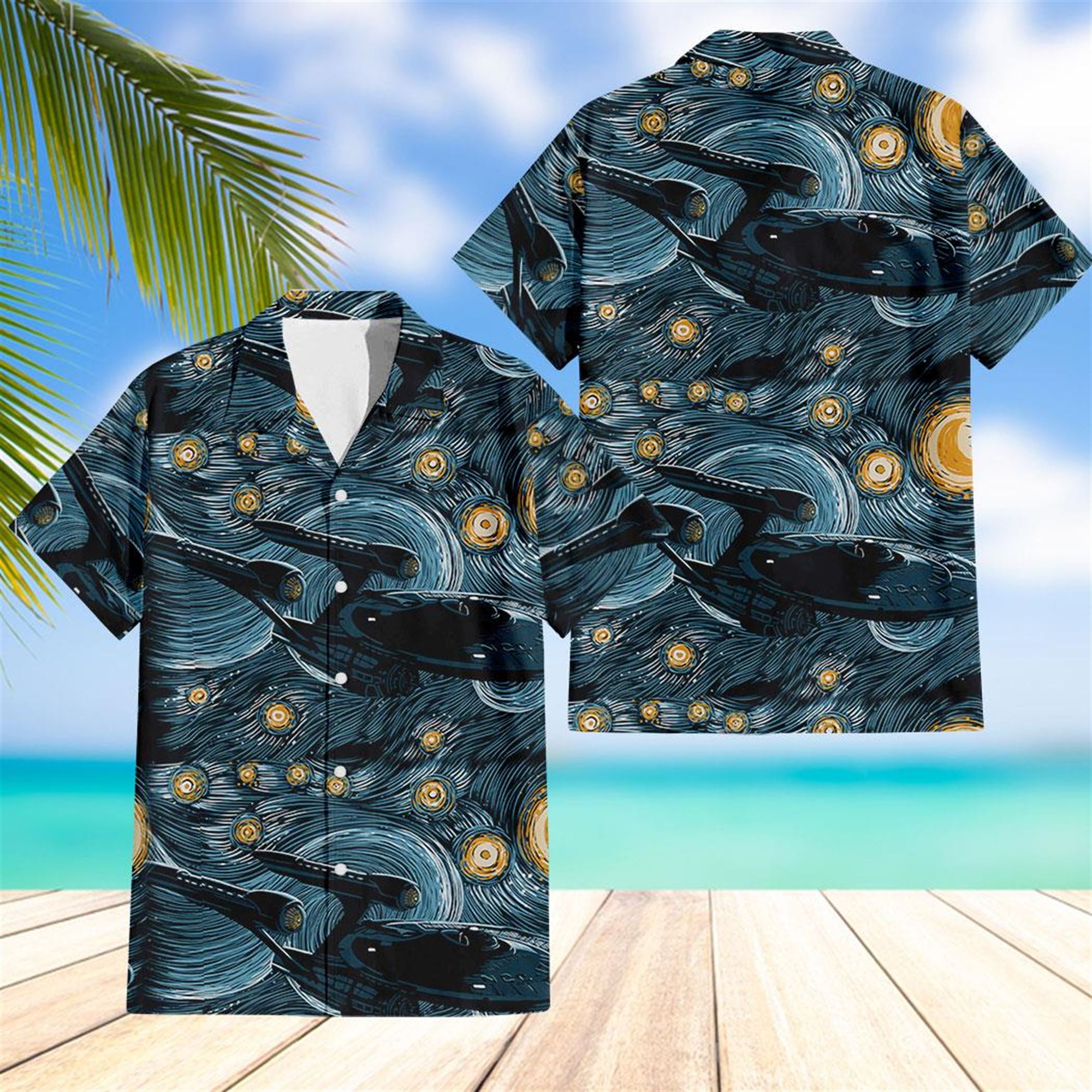 Star Trek Spaceship Star Wars Starry Night Hawaiian Shirt Star Trek Spaceship Star Wars Starry Night Hawaiian Shirt