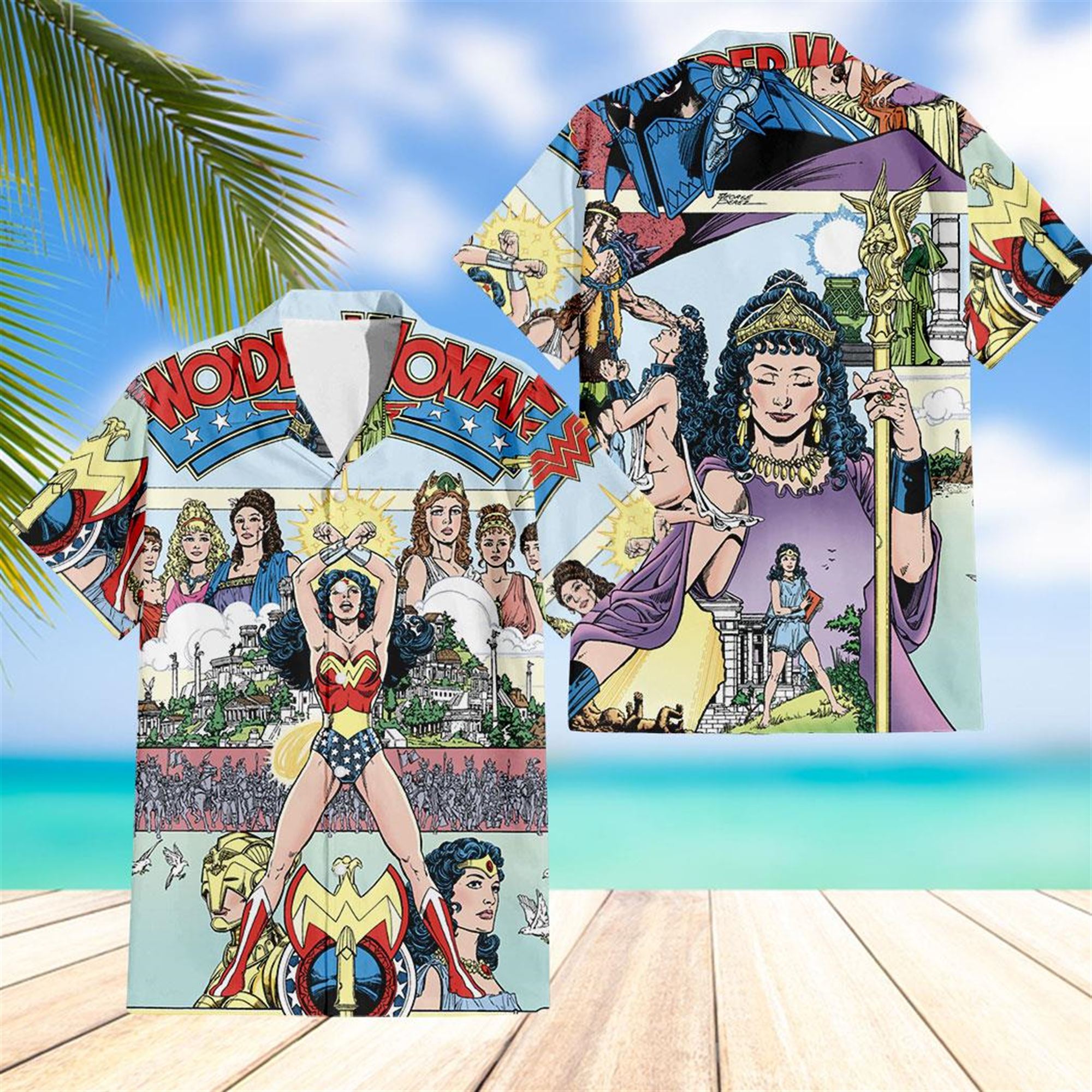 Wonder Woman 1 Facsimile Cover By George Perez Hawaiian Shirt And Shorts Wonder Woman 1 Facsimile Cover By George Perez Hawaiian Shirt And Shorts