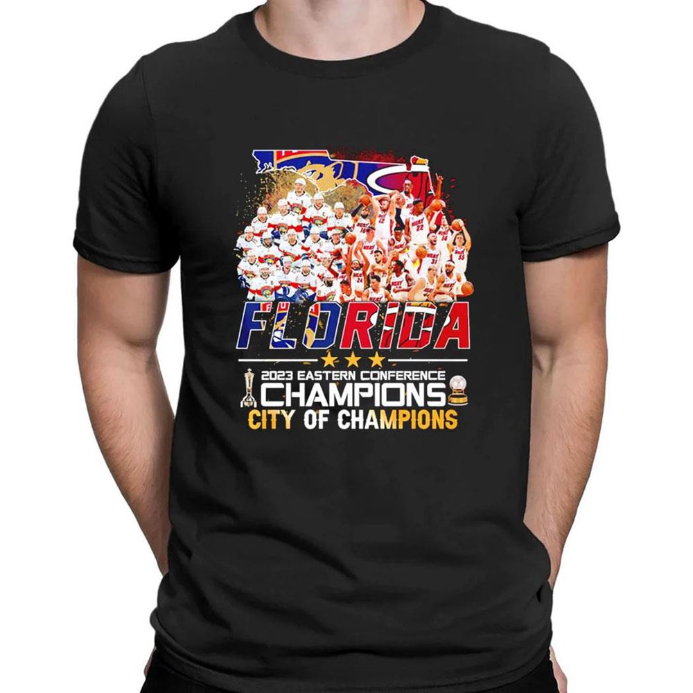Flodira Panthers And Miami Heat Eastern Conference Champions 2023 Shirt